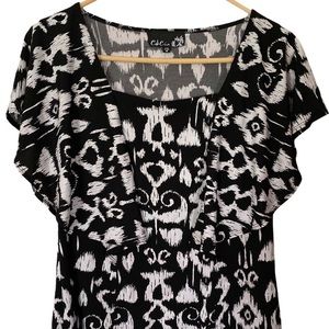 CSC Studio Black And White SS Blouse Medium